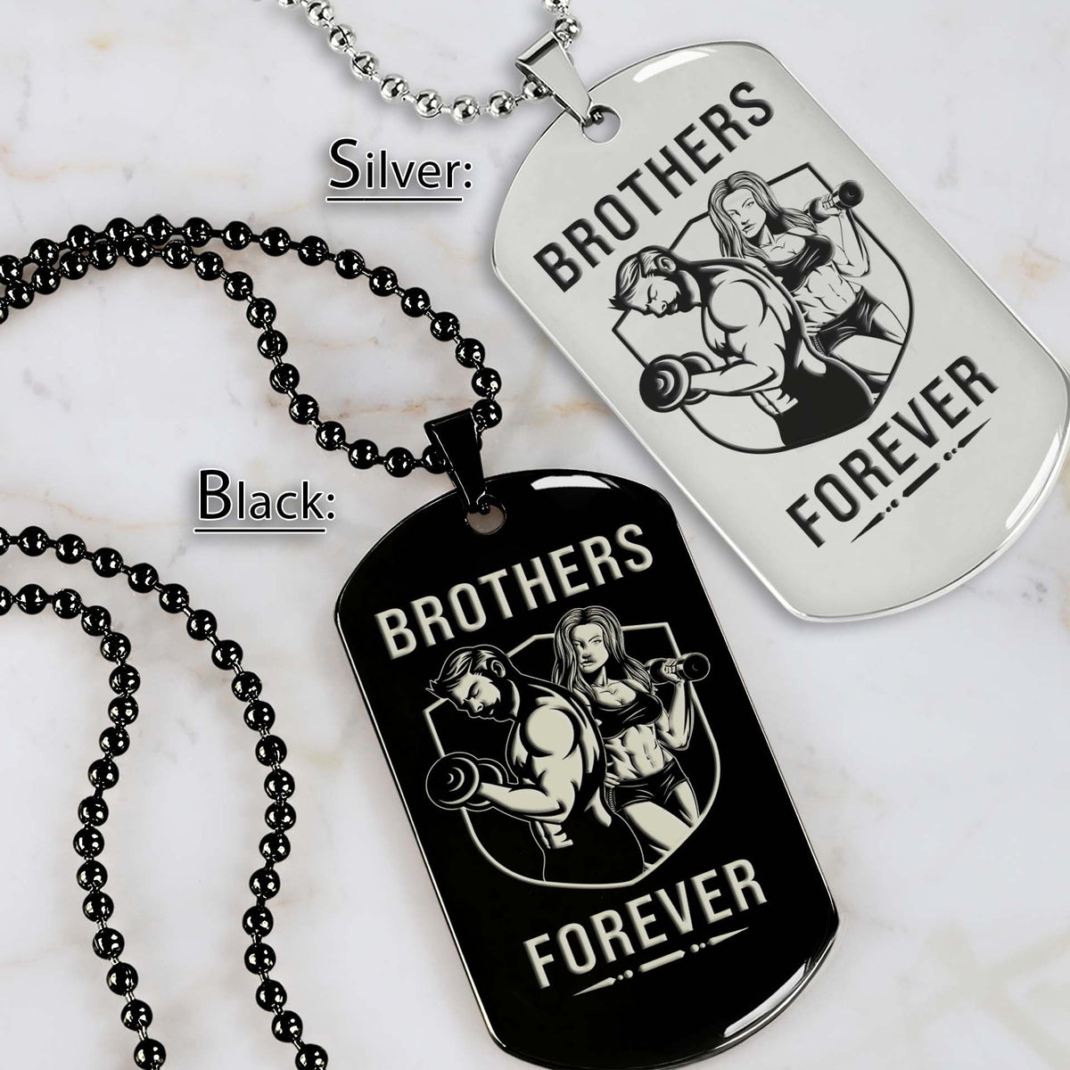 Brothers Forever - Gym - Fitness Center - Workout - Gym Dog Tag - Gym Necklace - Engrave Dog Tag