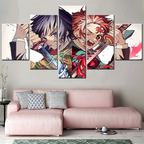 Demon Slayer - Kimetsu no Yaiba - 5 Pieces Wall Art - Giyu Tomioka - Tanjiro Kamado 3 - Demon Slayer Poster - Demon Slayer Wall Art