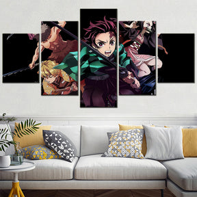 Demon Slayer - Kimetsu no Yaiba - 5 Pieces Wall Art - Hashibira Inosuke - Agatsuma Zenitsu - Kamado Tanjirou - Nezuko Kamado - Demon Slayer Poster - Demon Slayer Wall Art