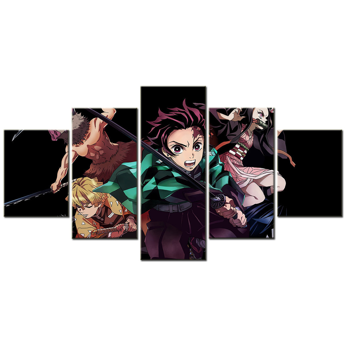 Demon Slayer - Kimetsu no Yaiba - 5 Pieces Wall Art - Hashibira Inosuke - Agatsuma Zenitsu - Kamado Tanjirou - Nezuko Kamado - Demon Slayer Poster - Demon Slayer Wall Art