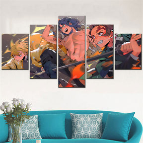 Demon Slayer - Kimetsu no Yaiba - 5 Pieces Wall Art - Zenitsu Agatsuma - Hashibira Inosuke - Kamado Tanjirou - Demon Slayer Poster - Demon Slayer Wall Art