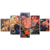 Demon Slayer - Kimetsu no Yaiba - 5 Pieces Wall Art - Zenitsu Agatsuma - Hashibira Inosuke - Kamado Tanjirou - Demon Slayer Poster - Demon Slayer Wall Art