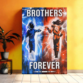 Dragon Ball Wall Art - Dragon Ball Poster - Dragon Ball Canvas - Brothers Forever - Goku - Vegeta - DR074 - Vertical Poster - Vertical Canvas