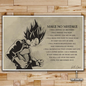 Dragon Ball Wall Art - Dragon Ball Poster - Dragon Ball Canvas - Make No Mistake - Vegeta - DR026 - Horizontal Canvas - Horizontal Poster