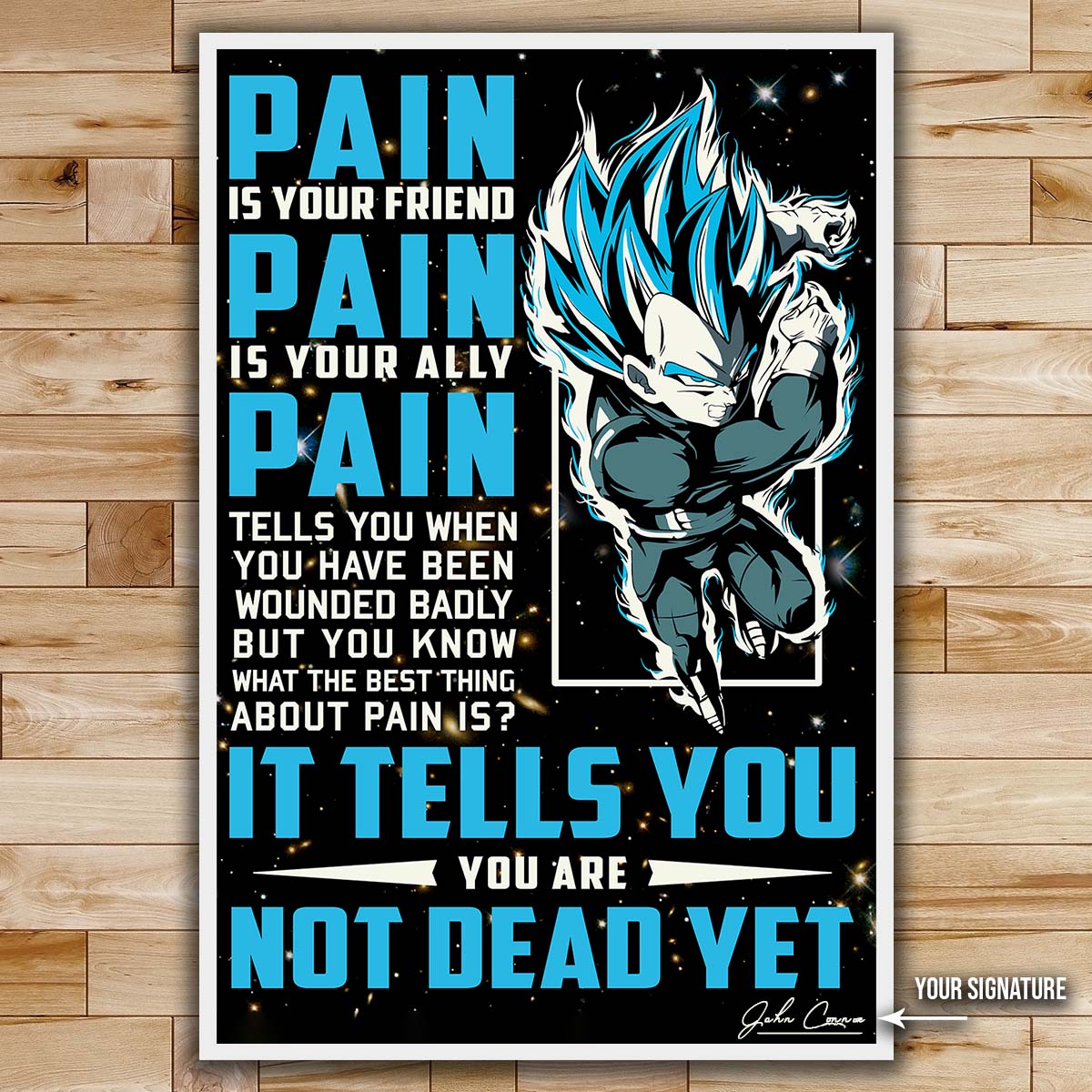 Dragon Ball Wall Art - Dragon Ball Poster - Dragon Ball Canvas - PAIN - You Are Not Dead Yet - Vegeta - Super Saiyan Blue - DR057 - Vertical Poster - Vertical Canvas