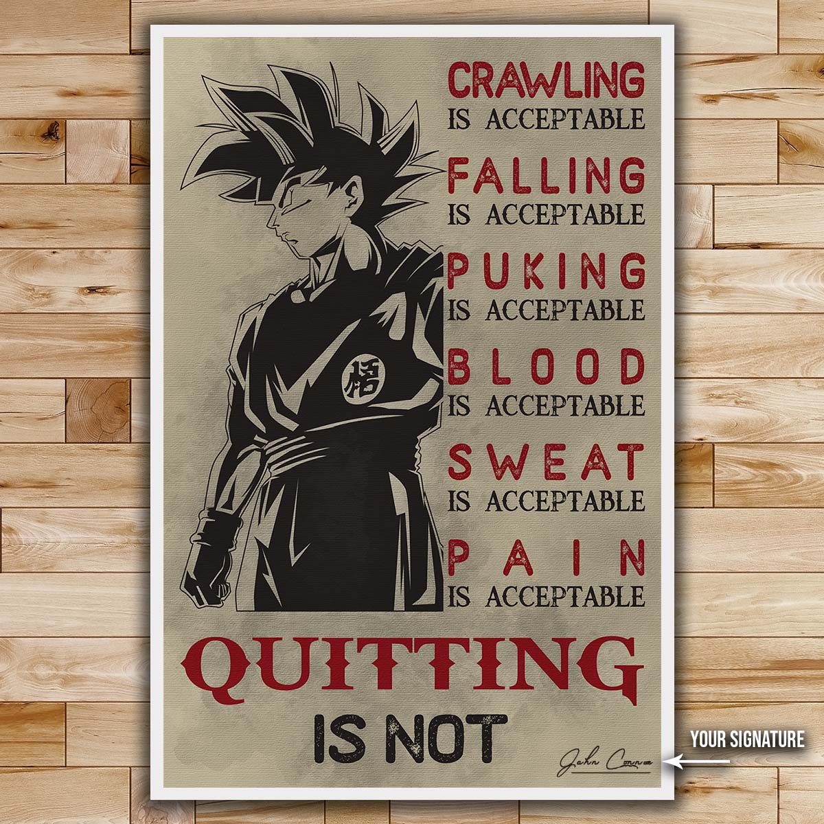 Dragon Ball Wall Art - Dragon Ball Poster - Dragon Ball Canvas - Quitting Is Not - Goku - DR055 - Vertical Poster - Vertical Canvas