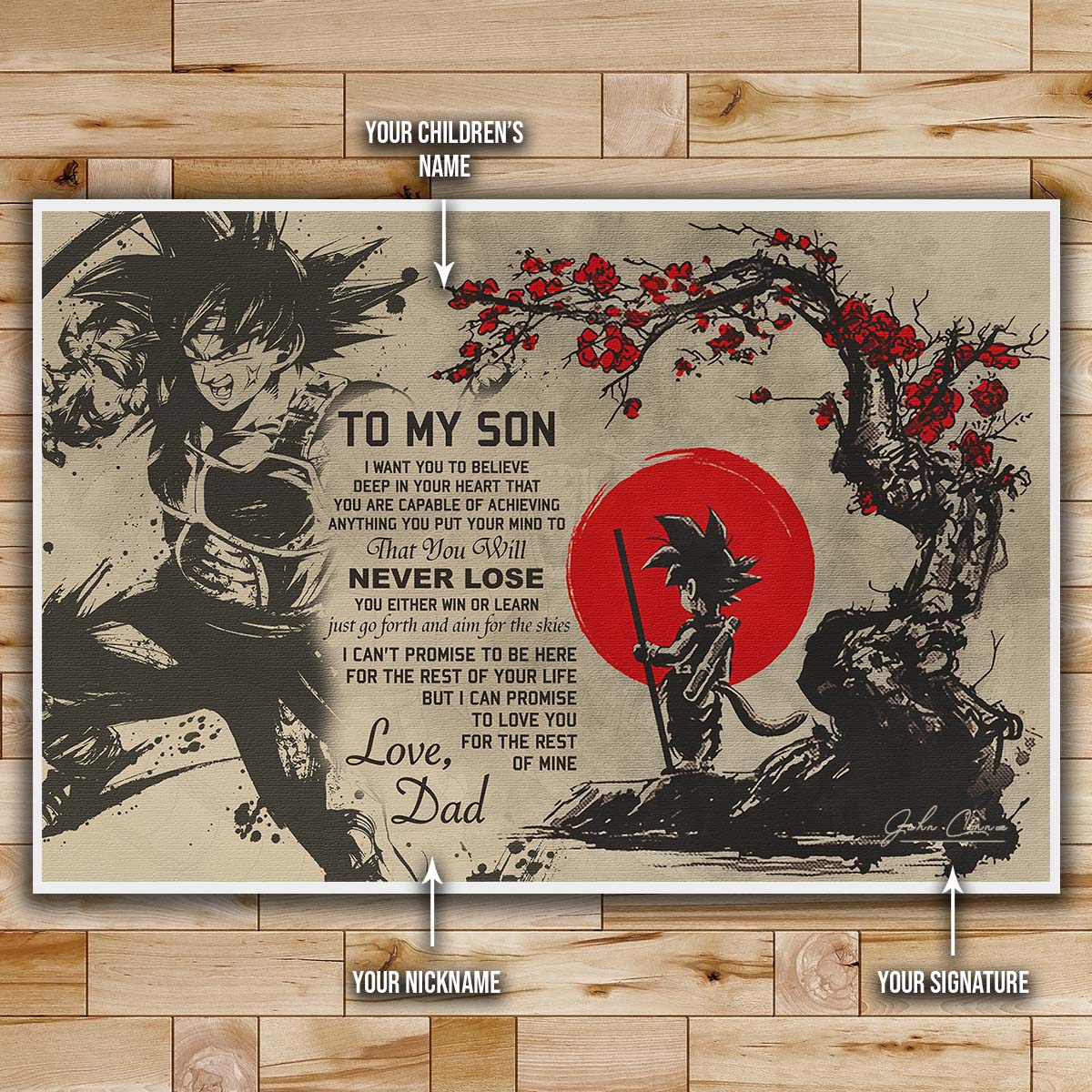 Dragon Ball Wall Art - Dragon Ball Poster - Dragon Ball Canvas - To My Son - Goku - Bardock - DR002 - Horizontal Canvas - Horizontal Poster