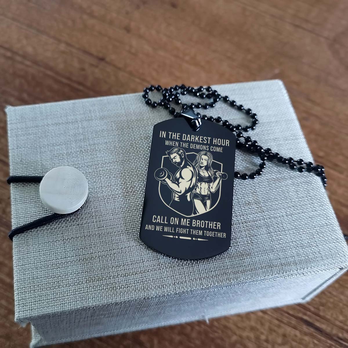 Call On Me Brother - Gym - Fitness Center - Workout - Gym Dog Tag - Gym Necklace - Engrave Dog Tag