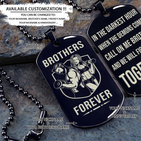 Brothers Forever - Call On Me Brother - Gym - Fitness Center - Workout - Gym Dog Tag - Gym Necklace - Engrave Dog Tag
