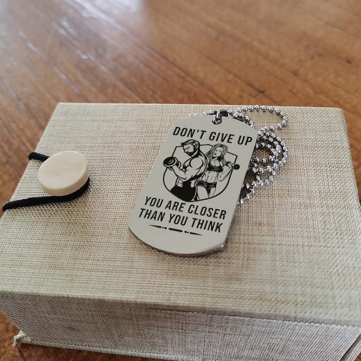 Don't Give Up You Are Closer Than You Think - It's About Being Better Than You Were The Day Before - Gym - Fitness Center - Workout - Gym Dog Tag - Gym Necklace - Engrave Dog Tag