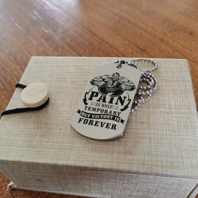 PAIN Is Only Temporary - It's About Being Better Than You Were The Day Before - Gym - Fitness Center - Workout - Gym Dog Tag - Gym Necklace - Engrave Dog Tag
