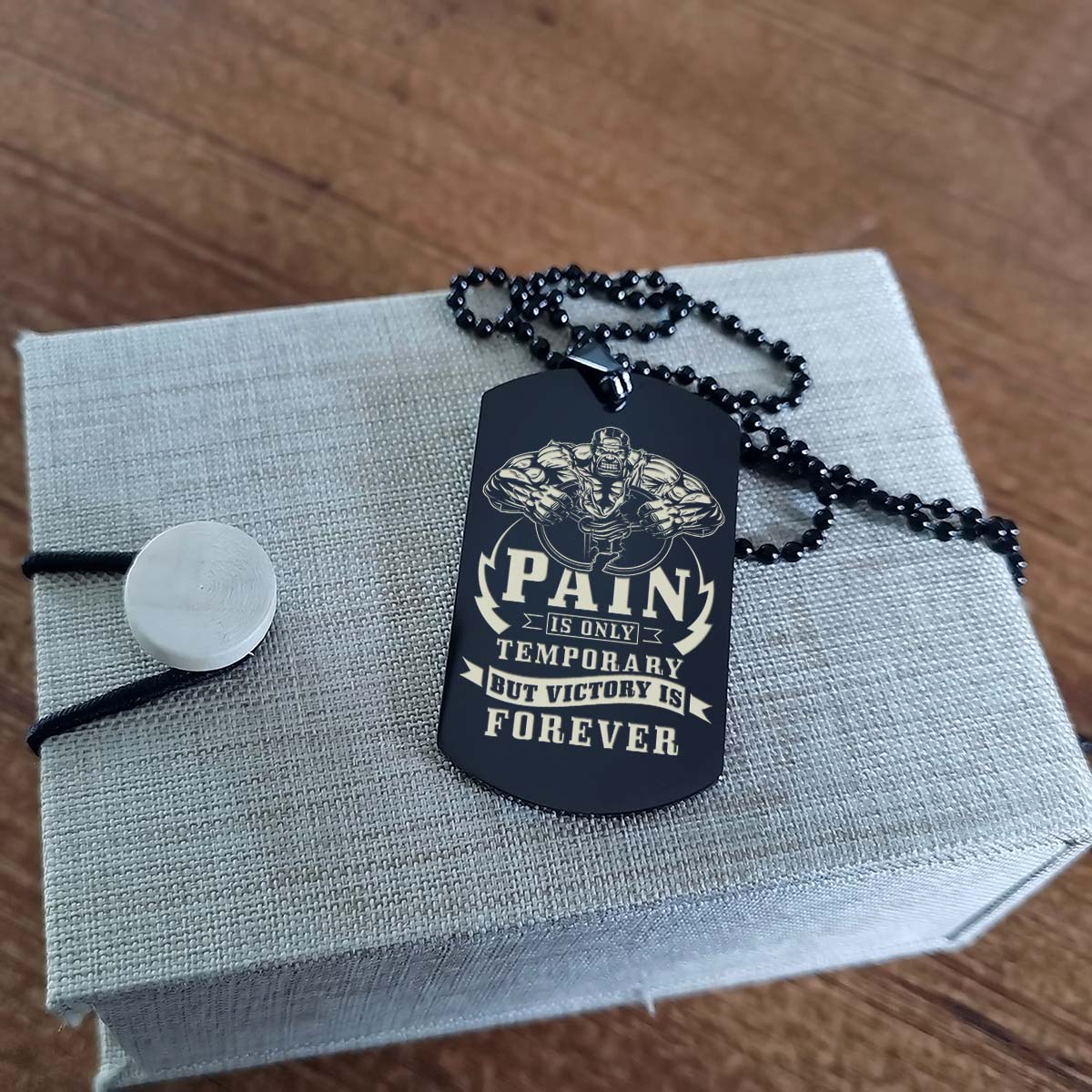 PAIN Is Only Temporary - It's About Being Better Than You Were The Day Before - Gym - Fitness Center - Workout - Gym Dog Tag - Gym Necklace - Engrave Dog Tag