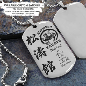 Karate Dog Tag - Work Hard In Silence Let Success Make All The Noise - Shotokan Karate - Karate Necklace - Engrave Dog Tag