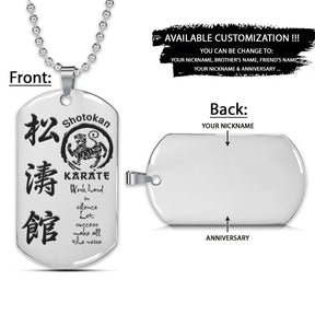 Karate Dog Tag - Work Hard In Silence Let Success Make All The Noise - Shotokan Karate - Karate Necklace - Engrave Dog Tag