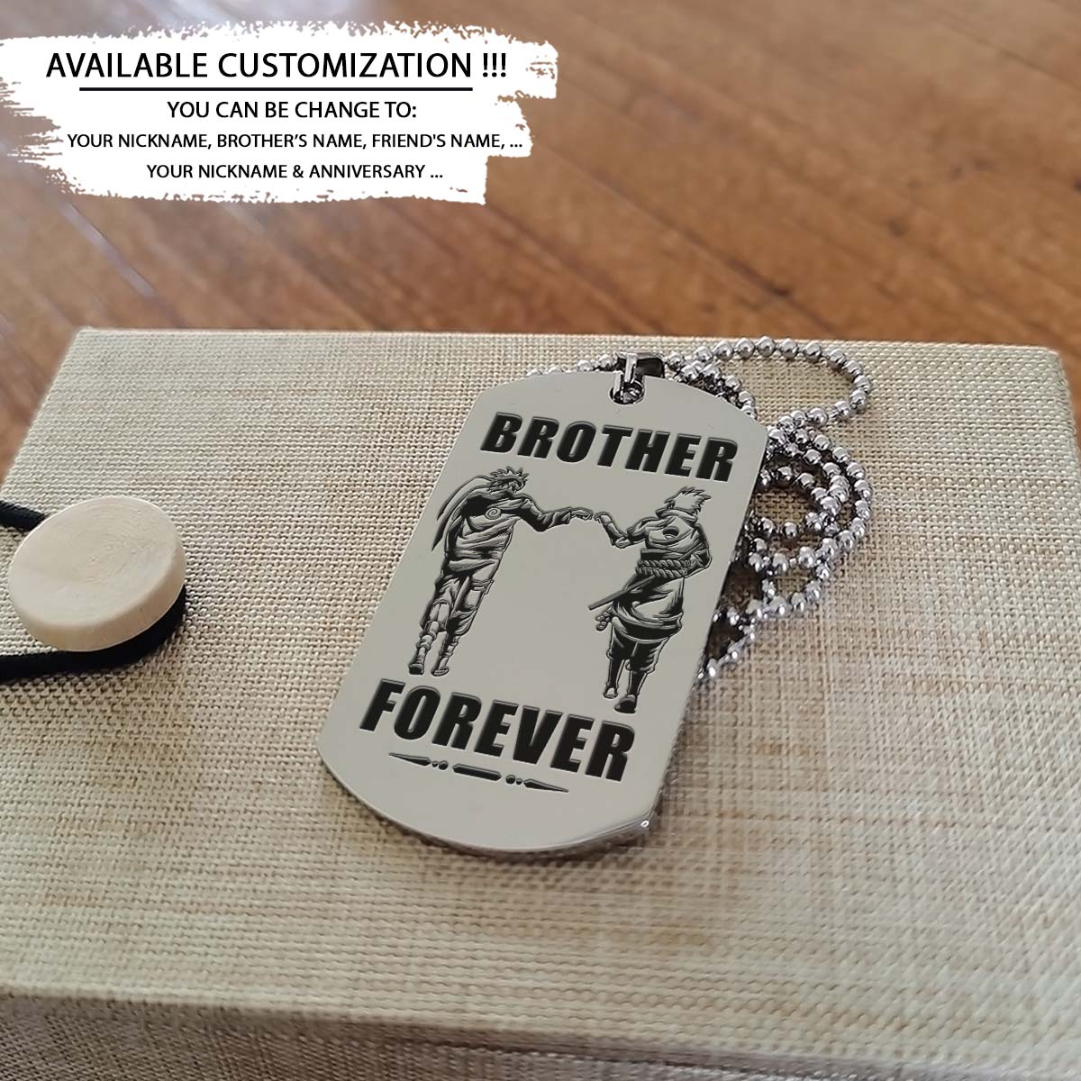 Naruto Dog Tag - Brother Forever - Call On Me Brother - Uzumaki Naruto - Uchiha Sasuke - Naruto Necklace - Engrave Dog Tag