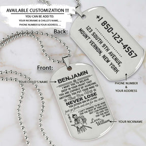 Samurai Dog Tag - Dad To Son - Never Lose - Bushido - Katana - Ronin - Miyamoto Musashi - Samurai Necklace - Engrave Dog Tag