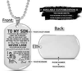 Samurai Dog Tag - Dad To Son - Never Lose - Bushido - Katana - Ronin - Miyamoto Musashi - Samurai Necklace - Engrave Dog Tag