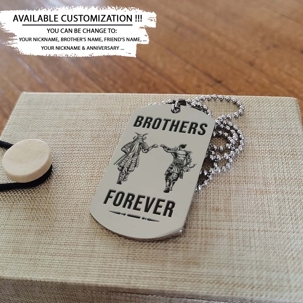 Samurai Dog Tag - Brothers Forever - Call On Me Brother - Bushido - Katana - Ronin - Miyamoto Musashi - Samurai Necklace - Engrave Dog Tag