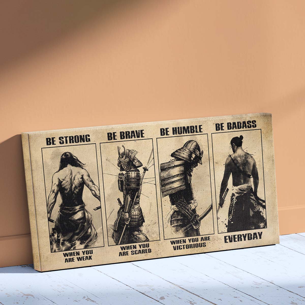 Samurai Wall Art - Samurai Poster - Samurai Canvas - Be Strong - Be Brave - Be Humble - Be Badass - SA096 - Horizontal Poster - Horizontal Canvas