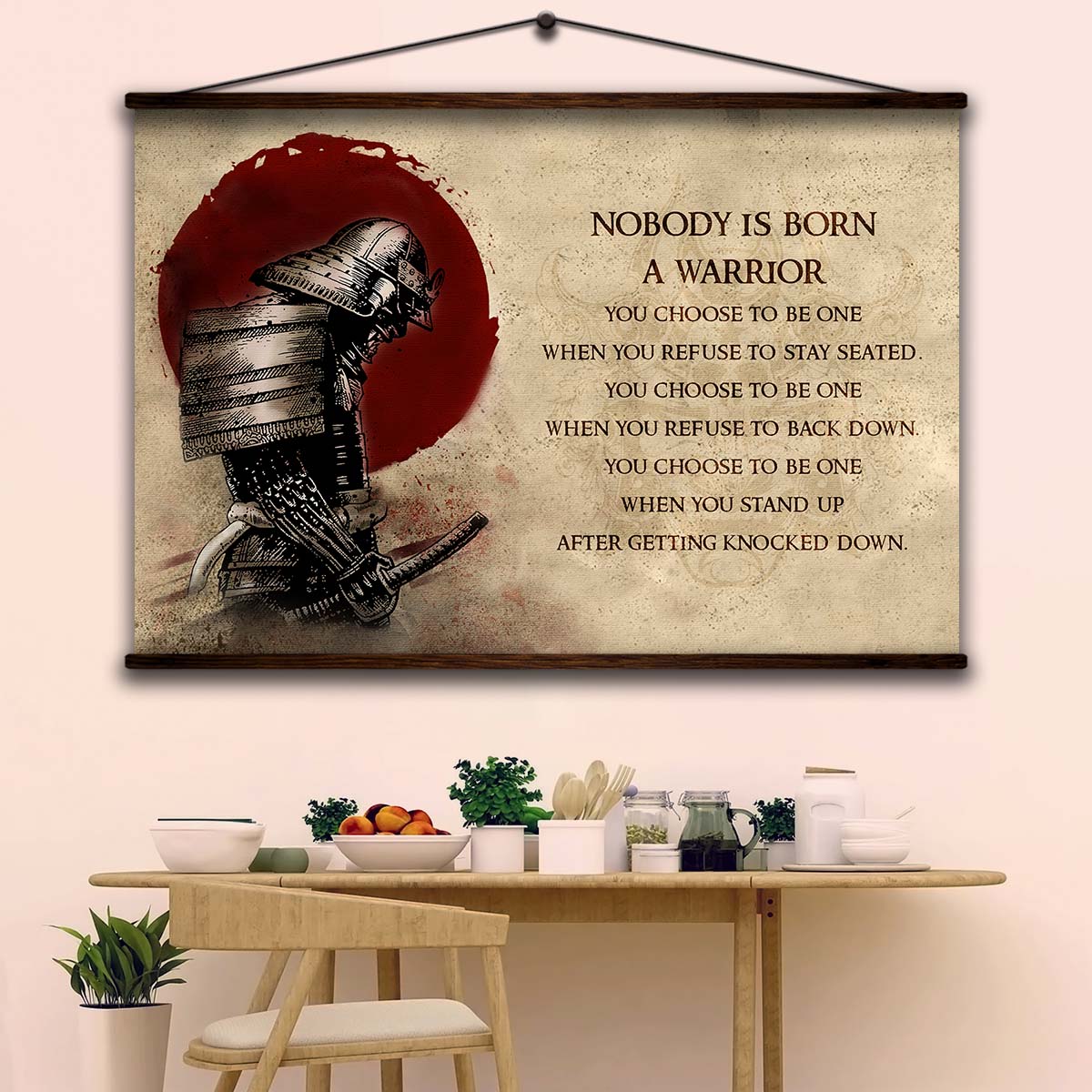 Samurai Wall Art - Samurai Poster - Samurai Canvas - Nobody Is Born A Warrior - SA093 - Horizontal Poster - Horizontal Canvas