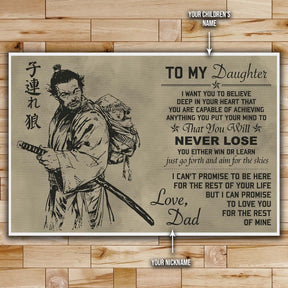 Samurai Wall Art - Samurai Poster - Samurai Canvas - To My Daughter - SA042 - Horizontal Poster - Horizontal Canvas