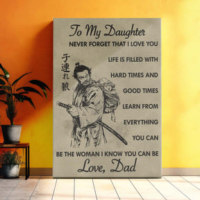 Samurai Wall Art - Samurai Poster - Samurai Canvas - To My Daughter - SA059 - Vertical Poster - Vertical Canvas