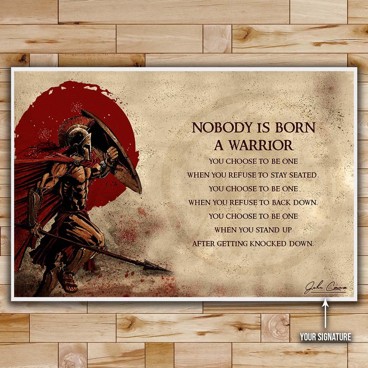 Spartan Wall Art - Spartan Poster - Spartan Canvas - Nobody Is Born A Warrior - WA107 - Spartan Warrior - Horizontal Poster - Horizontal Canvas