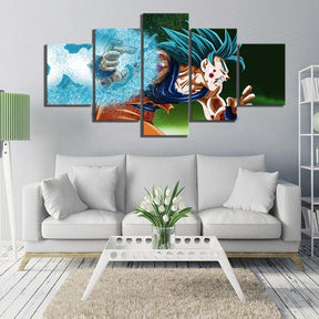 Dragon Ball - 5 Pieces Wall Art - Super Saiyan Blue Goku - Printed Wall Pictures Home Decor - Dragon Ball Poster - Dragon Ball Canvas